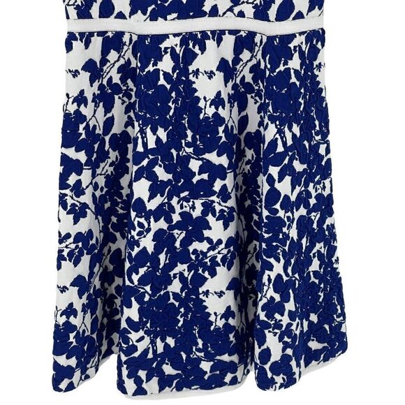 Milly Blue Midnight Floral Flare Dress Sleeveless Stretchy Mini Medium - Picture 7 of 11